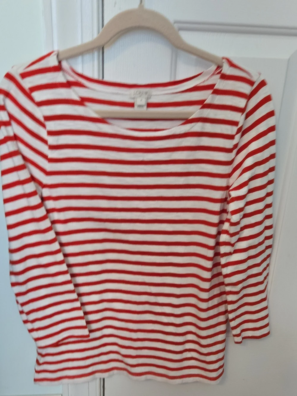 J. Crew Red & White Striped Long Sleeve Tee
